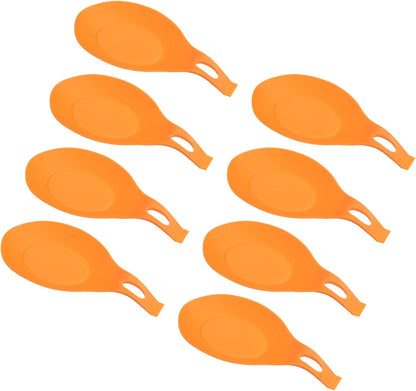 uxcell Silicone Spoon Rest, 7.68" x 3.74" Heat Resistant Kitchen Utensil Holder Spatula Ladle Rest for Counter Stove Top, Black 8Pcs