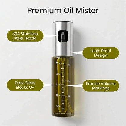 Cooking Oil Spray Bottle, Olive Oil and Avocado Oil Spray Bottle, 100ml Olive Oil Spray Bottle, Kitchen Tools, Air Fryer, Salad, Frying, Grilling (light-blocking glass)-Silver
