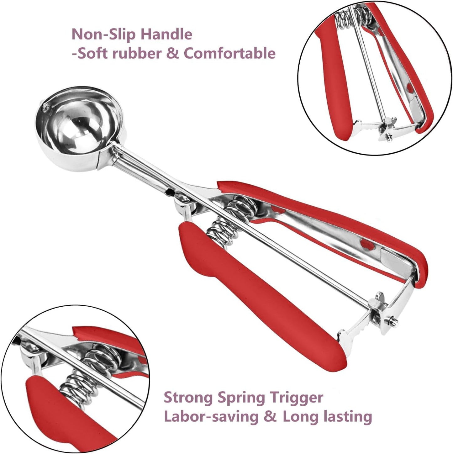 Ice Cream Scoop, 18/8 Stainless Steel Cookie Scoop, Cookie Scoops for Baking, 2 Tbsp/ 30 ml/ 1 oz Cookie Dough Scoop, Ice Cream Scooper with Trigger Release, Cookie Scooper for Baking