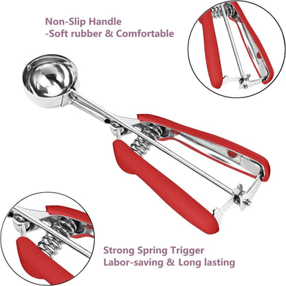 Ice Cream Scoop, 18/8 Stainless Steel Cookie Scoop, Cookie Scoops for Baking, 2 Tbsp/ 30 ml/ 1 oz Cookie Dough Scoop, Ice Cream Scooper with Trigger Release, Cookie Scooper for Baking