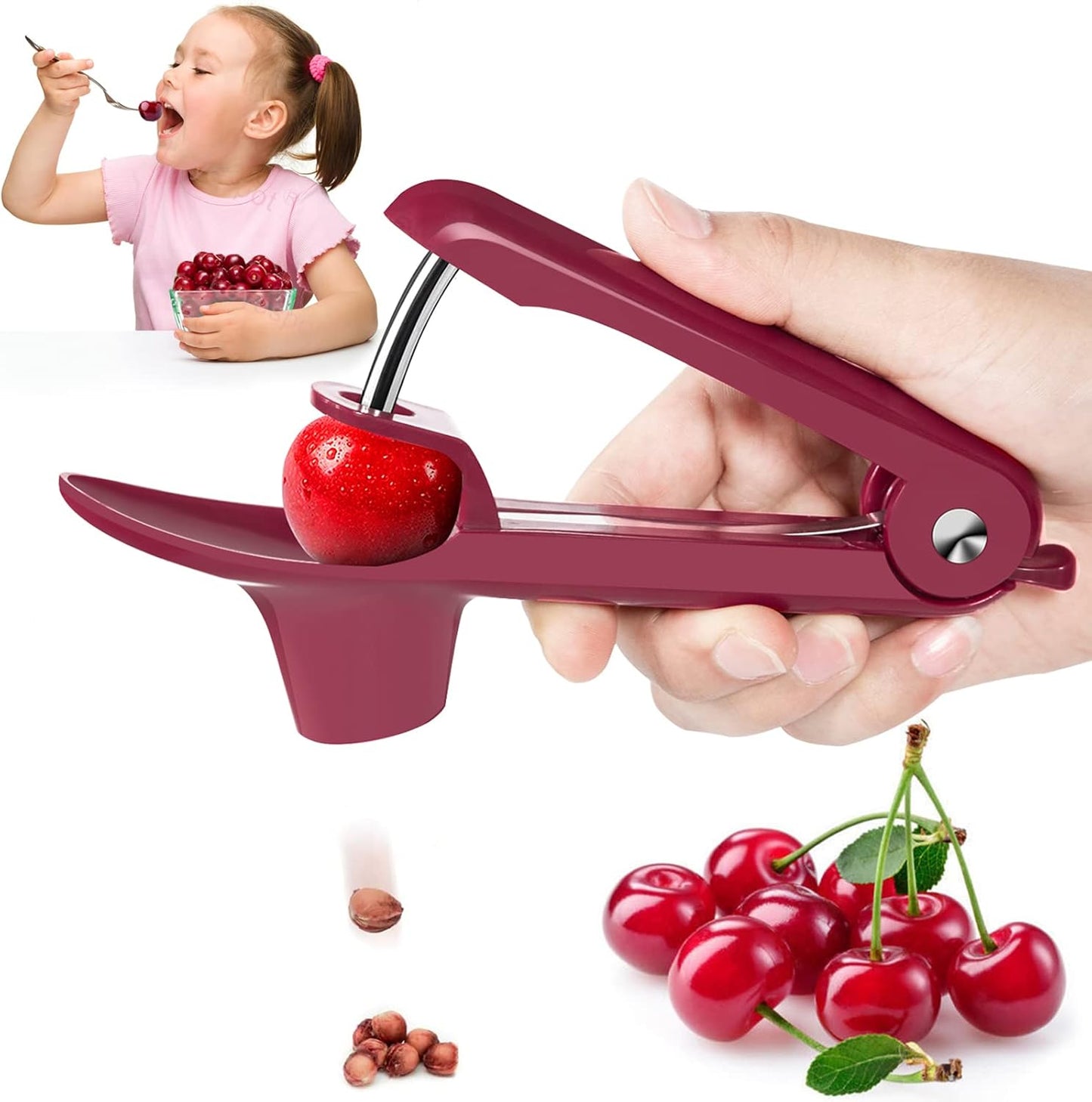 Cherry Pitter Tool Pit Remover, Multiple Cherry Seed Remover, 7 Holes Cherry Stoner Pitter Quick Release, Multiple Cherry Pit Remover Cherries Jam
