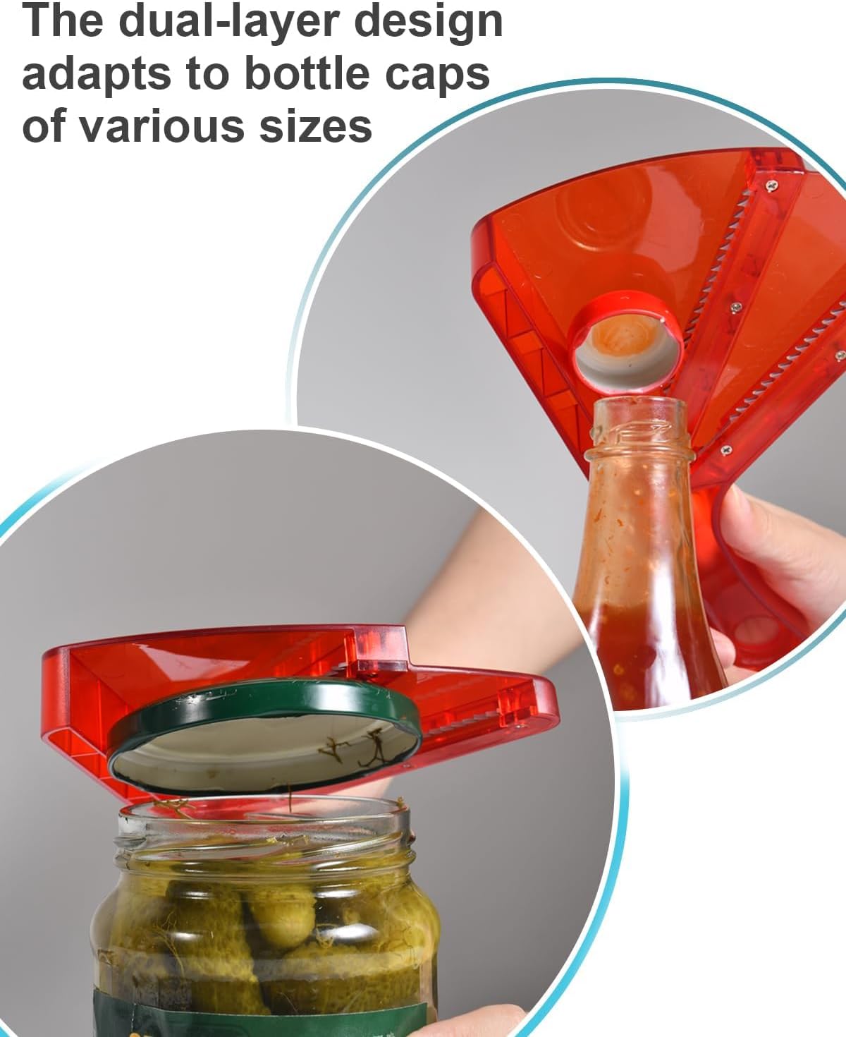 Jar Opener for Weak Hands, Dual-Layer Multifunctional Jar Opener Gripper, Bottle Openers for Seniors, Kitchen Gadgets, Non-Slip Jar Openers for Seniors, Arthritis, Lid Opener,
