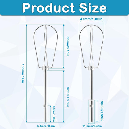 6 Pcs Hand Mixer Beater Attachments for KitchenAid Hand Mixers KHM3 KHM5 KHM7 KHM9, Stainless Steel Hand Mixer Beaters, Whisk, Blending Rod and Dough Hooks