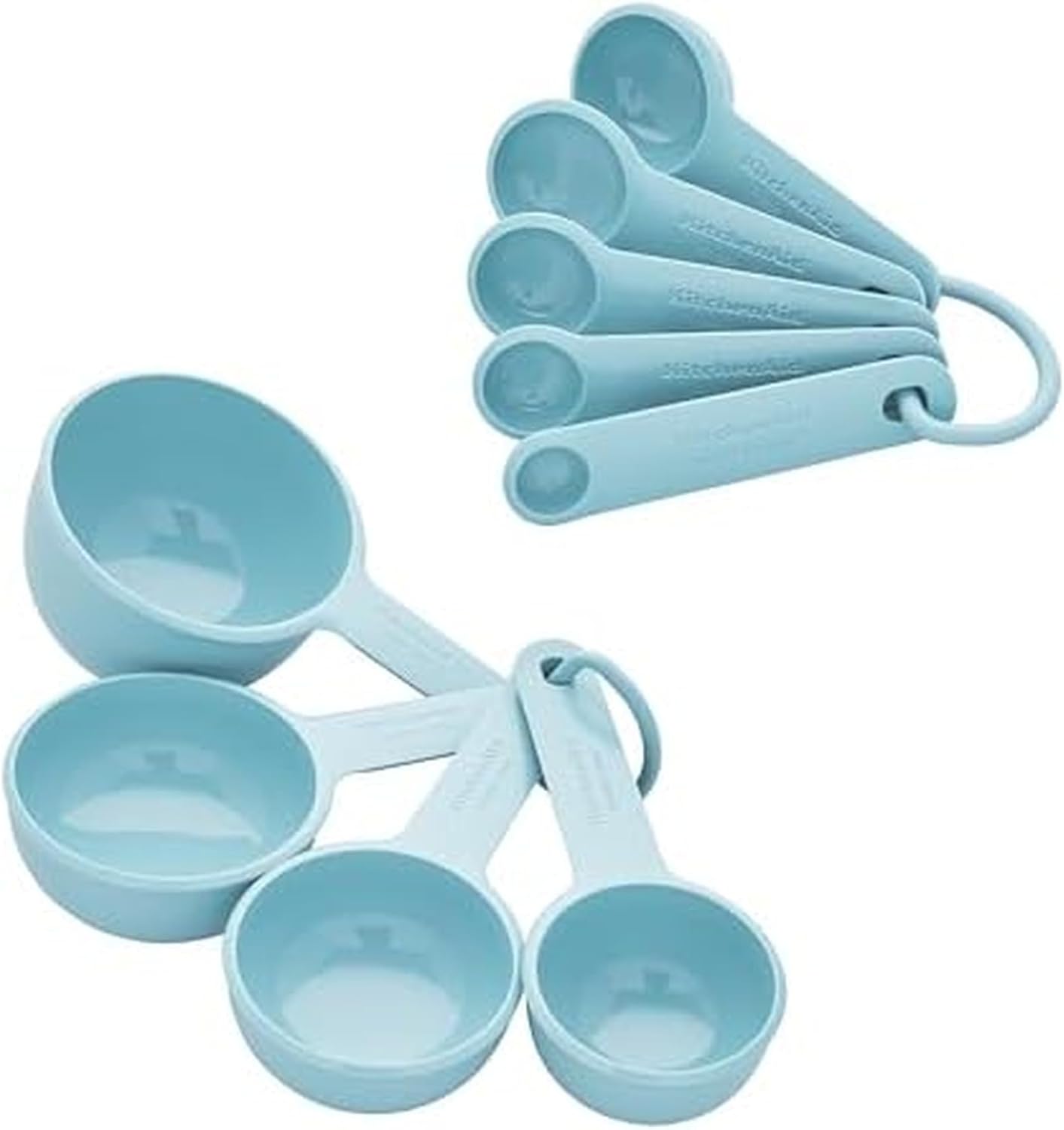 KitchenAid Universal Easy To Read Measuring Cup and Spoon Set with Soft Grip Handle for Maximum Control, Hang Hole and Nesting For Easy Storage, Dishwasher Safe, 9 Piece, Pistachio
