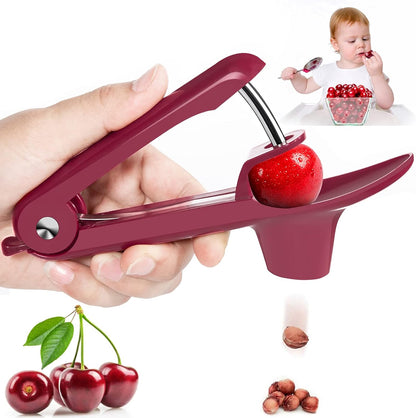 Cherry Pitter,Cherry Seed Remover Olives Pitter Tool with Space-Saving Lock Design,Multi-Function Fruit Pit Remover for Making Cherry Jam ( Stainless Steel / Heavy-Duty)