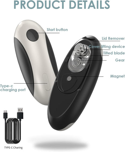 Electric Can Opener for Seniors - One Touch Automatic Kitchen Gadget, Smooth Edge Design for Safety & Arthritis-Friendly Use, Works with All Can Sizes