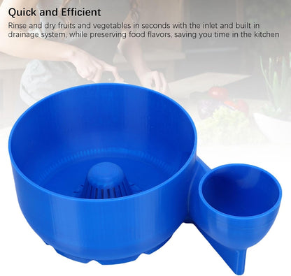Fruit Washer Bowl, Automatic Vegetable Cleaner Spinner Basket with Drain System ABS Kitchen Produce Washing Container for Fruits Vegetables (Blue)