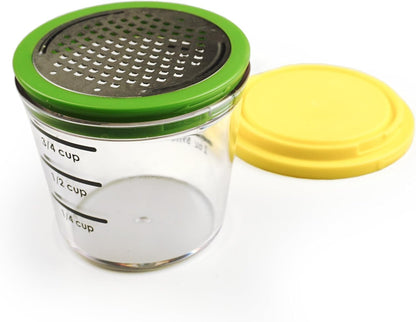 RSVP International Kitchen Collection Multi-Function Zester/Grater, Airtight and Leak Proof Container, Dishwasher Safe, 6 oz Capacity, Yellow