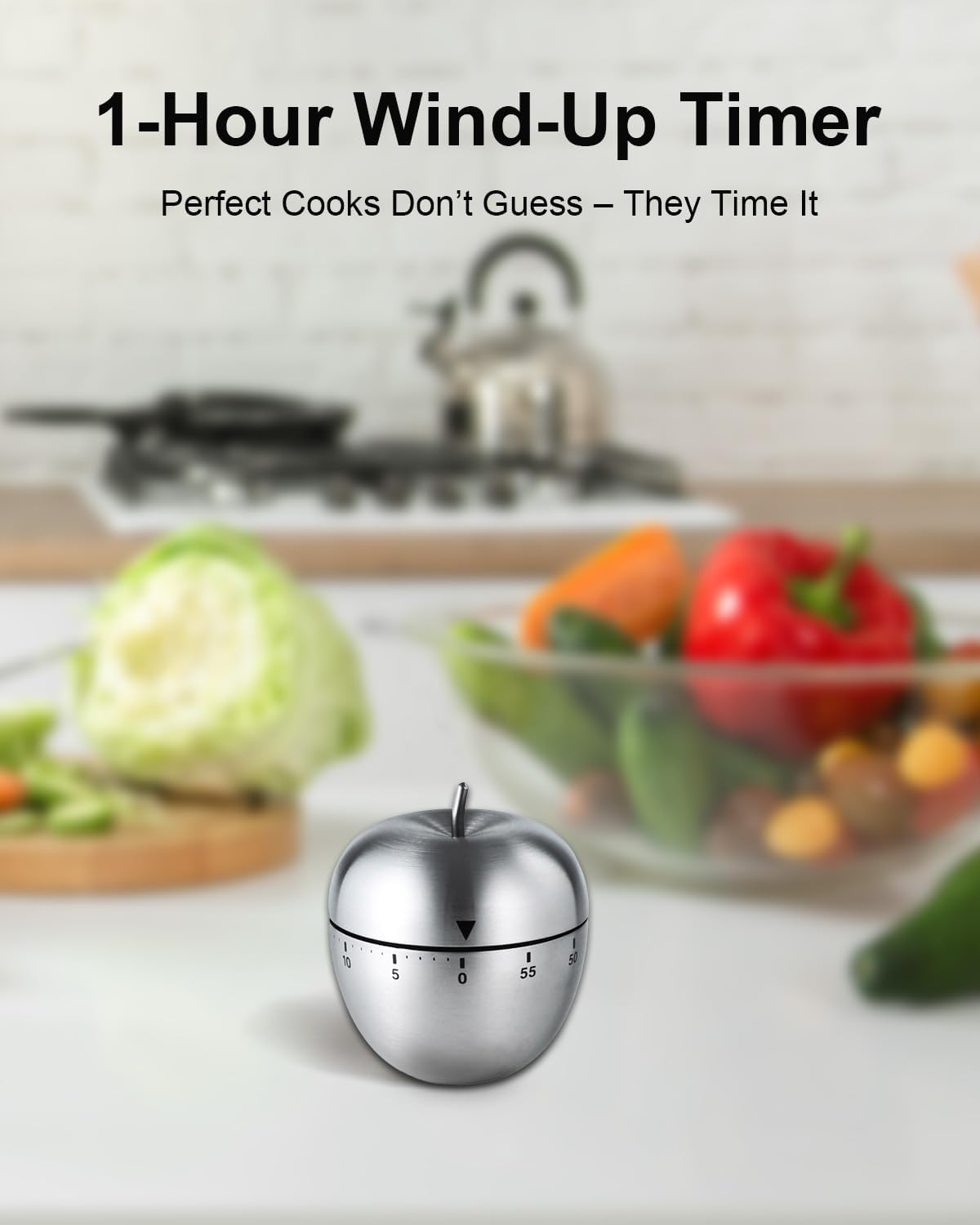 Kitchen Timer for Cooking, 60 Minutes Mechanical Timer - No Batteries Required, Stainless Steel Egg-Shape Cute Countdown Clock for Cooking, Learning, Exercises, Gaming