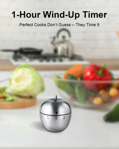 Kitchen Timer for Cooking, 60 Minutes Mechanical Timer - No Batteries Required, Stainless Steel Egg-Shape Cute Countdown Clock for Cooking, Learning, Exercises, Gaming