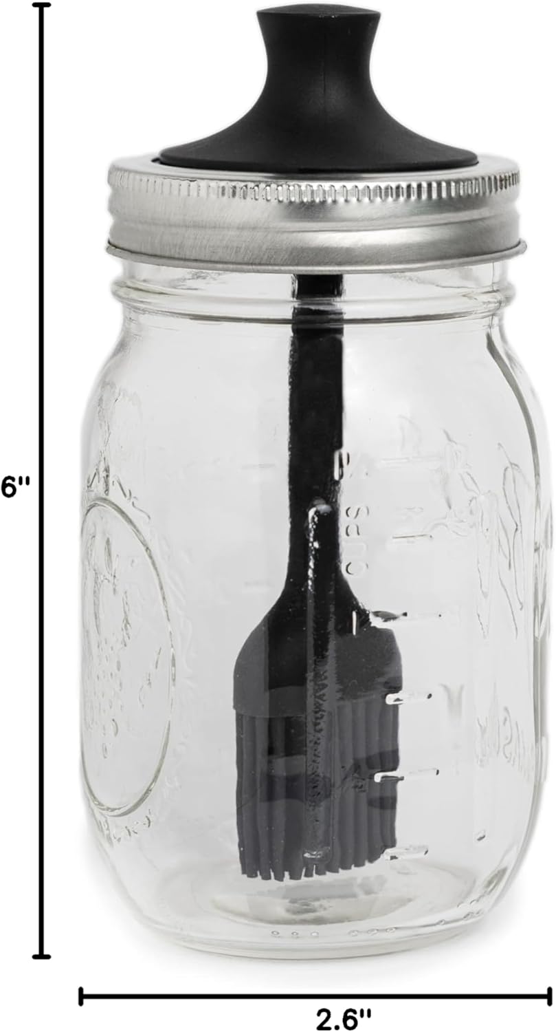 Jarware Silicone Black Basting Brush Lid For Regular Mouth Mason Jars