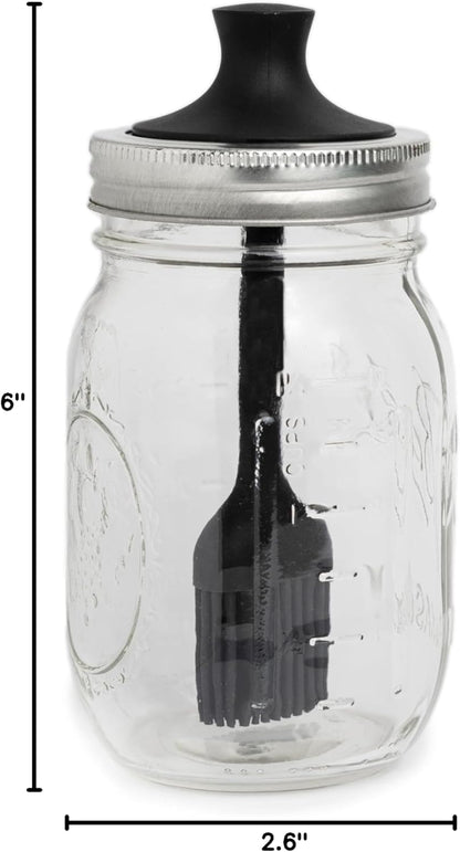Jarware Silicone Black Basting Brush Lid For Regular Mouth Mason Jars