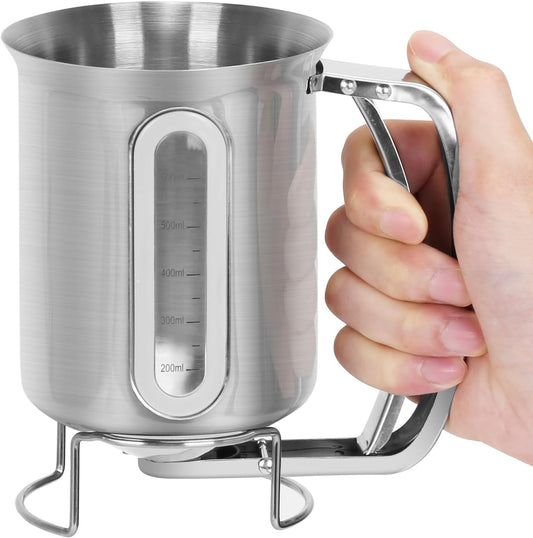 30 OZ Pancake Batter Dispenser with Viewing Window Stainless Steel Batter Dispenser for Baking Cupcakes,Muffins,Cooking,Crepes,Waffles (Stainless Steel)
