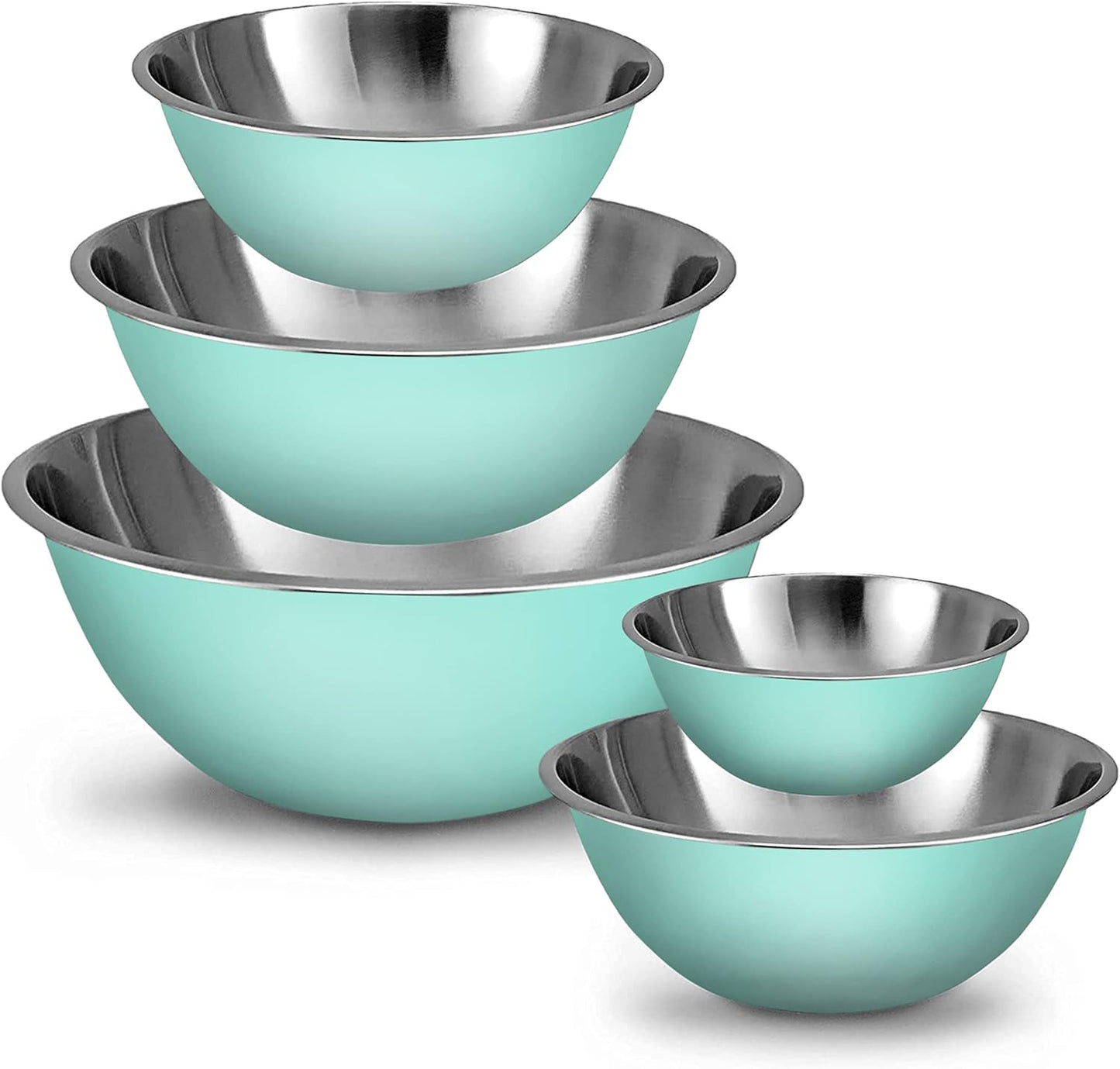 WHYSKO Meal Prep Stainless Steel Mixing Bowl (5-Piece Set) Home, Refrigerator, and Kitchen Food Storage Organizers | Ecofriendly, Heavy Duty, No Lids