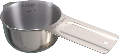 Color Up 2 Cup Measuring Cup, 480ml Stainless Steel Metal, Easy-Pour Spouts, Engraved Markings, Flat Base, Dishwasher Safe, for Dry and Liquid Ingredients