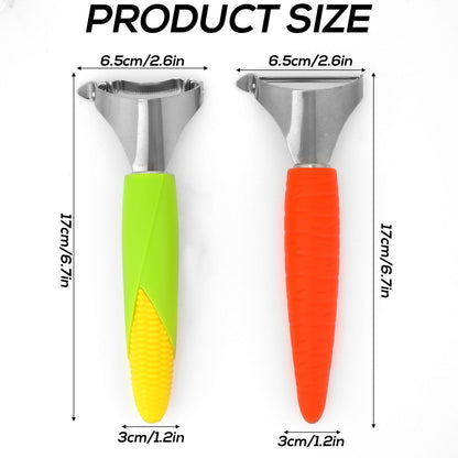 Stainless Steel Corn Thresher Tool & Fruit Peeler, Durable Corn on the Cob Stripper Stripping Husker Separator Scraper Grip Vegetable Peeling Remover Slicer Cutter Knife for Kitchen Gadget Set