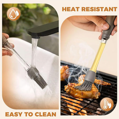 4 Pack Silicone Basting Pastry Brushes with 2 Wood Handle Culinary Oil Brushes, Heat Resistant Brush Set, Perfect for BBQ Sauce Barbecue Butter Grill Baking Kitchen Cooking, BPA Free & Dishwasher Safe