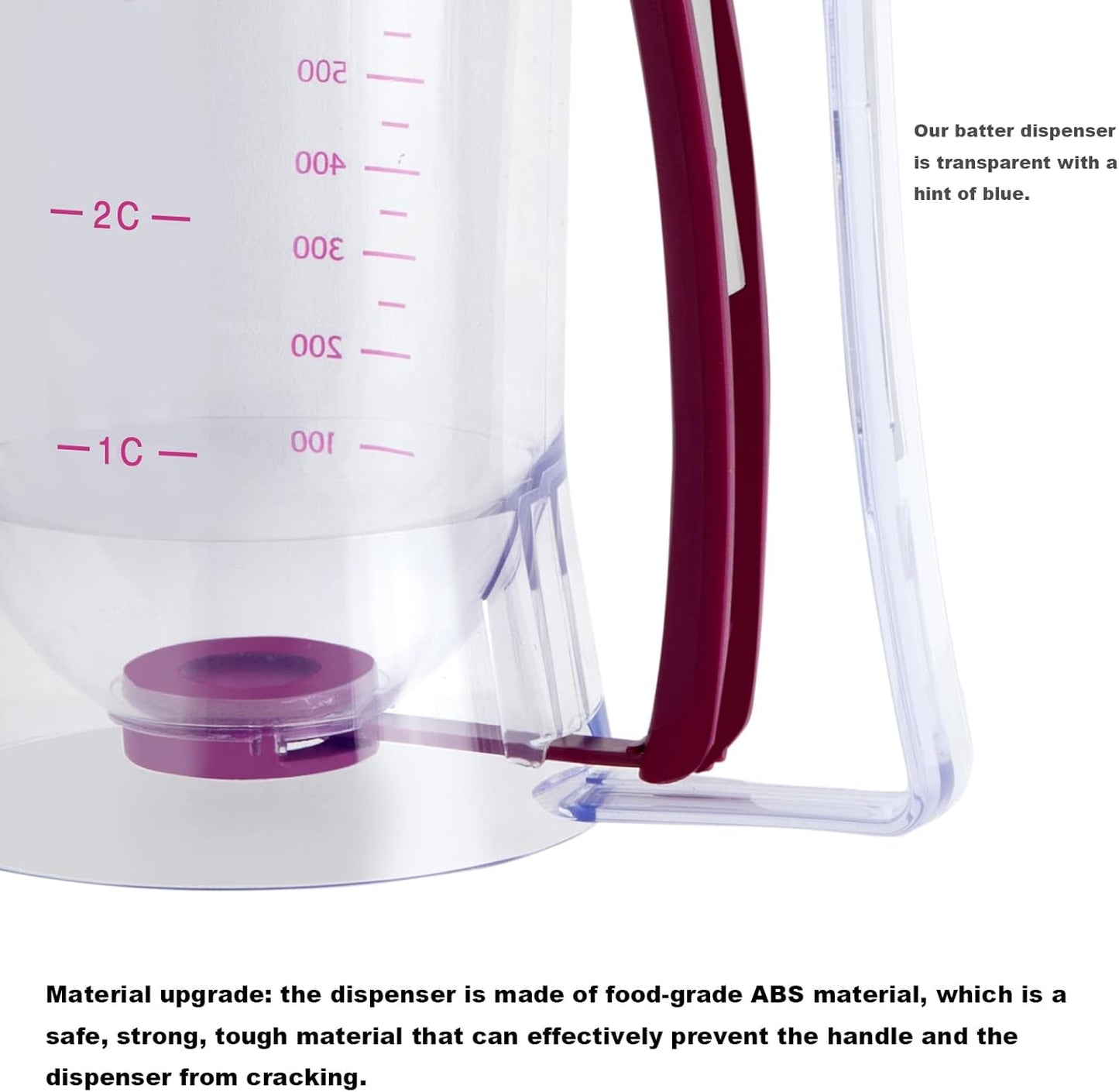 CHuangQi Cake Batter Dispenser for Pancake Cupcake Waffles, Perfect Baking Tool with Measuring Label
