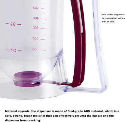 CHuangQi Cake Batter Dispenser for Pancake Cupcake Waffles, Perfect Baking Tool with Measuring Label