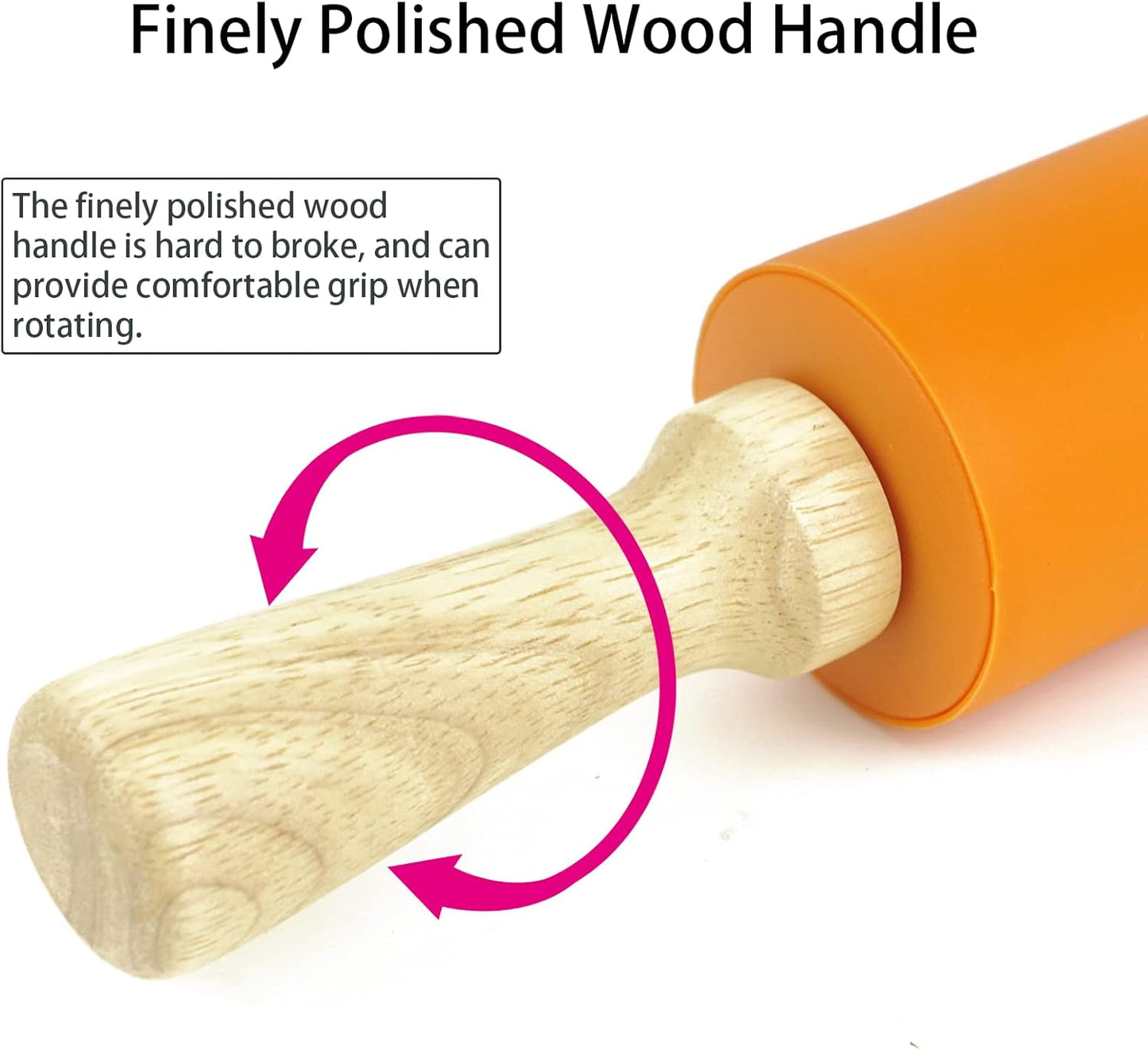 Silicone Rolling Pin for Baking Non-stick Rolling Pin Dough Roller Wooden Handle Kitchen Accessories Pastry Roller