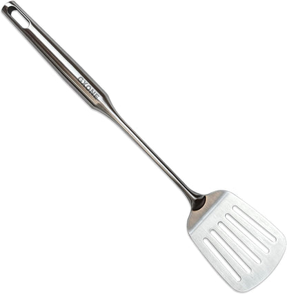 Slotted Spoon,304 Stainless Steel Skimmer Spoon with Heat Resistant Wooden Handle,Silver/15.8Inch