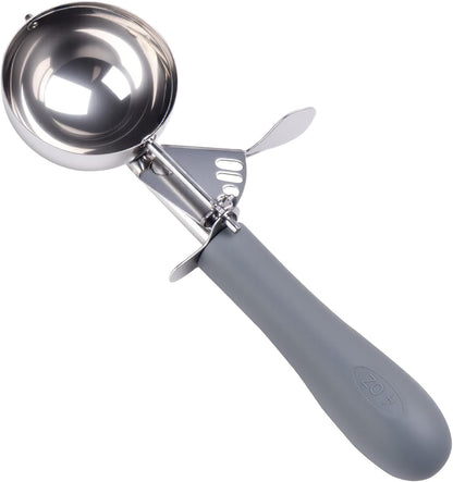 Fayomir 4 OZ Scoop, #8 Disher, Large Ice Cream Scoop with Trigger, Muffin Scoop, Large Cookie Scoops for Baking, Grey Handle, With Trigger for Portion Control