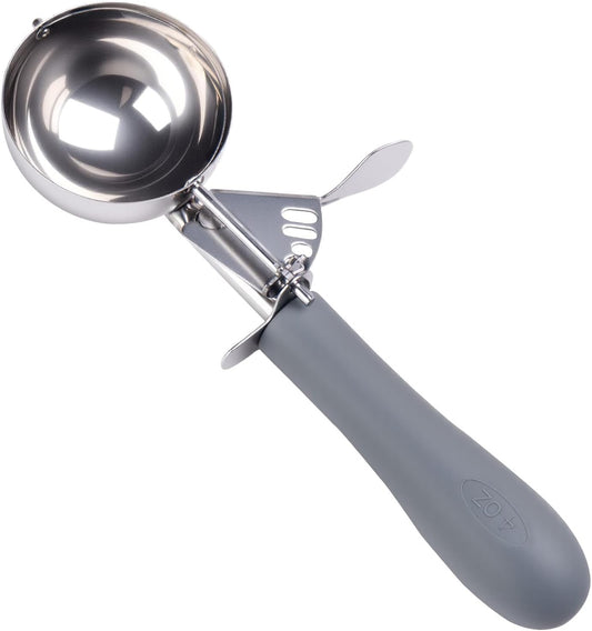 Fayomir 4 OZ Scoop, #8 Disher, Large Ice Cream Scoop with Trigger, Muffin Scoop, Large Cookie Scoops for Baking, Grey Handle, With Trigger for Portion Control
