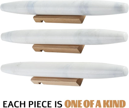 Koville African Natural Marble Rolling Pin, Non-Stick Polished Dough Roller, Pasta, Dumpling, Fondant, Pie Crust, Bread, Pizza Dough, Kitchen Baking Pastry Tools with Mat/Scraper（Namib Fantasy）