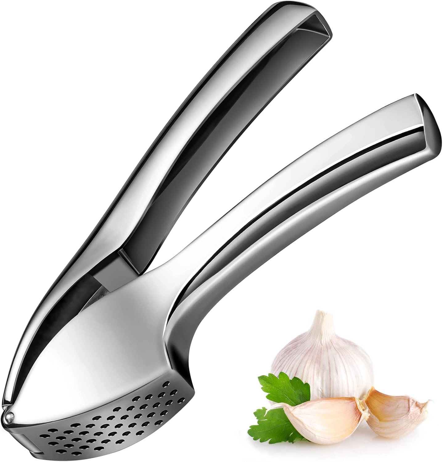 FREETOO Garlic Press, Garlic Mincer Large-Capacity Garlic Crusher, Rustproof & Heavy-duty Ginger Crusher, Easy Clean & Dishwasher Safe, Ginger Press Design for Extracts More Garlic Paste Per Clove