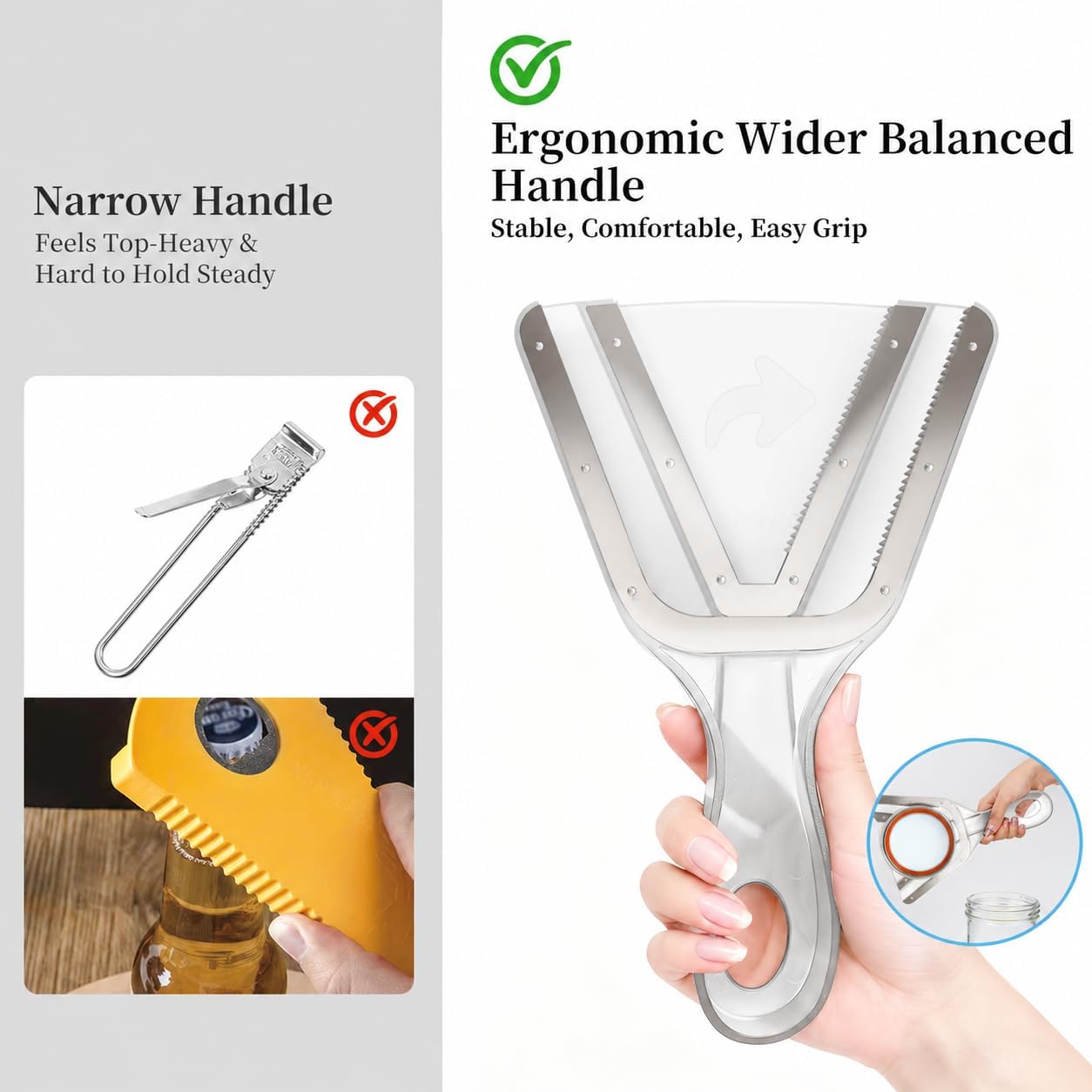 Jar Opener for Weak Hands & Seniors with Arthritis – Easy Twist-Off Lid & Bottle Opener – Ergonomic Non-Slip Handle, Unique Kitchen Gadget & Ideal Christmas Gift for Elderly, Women & Men (Gray)