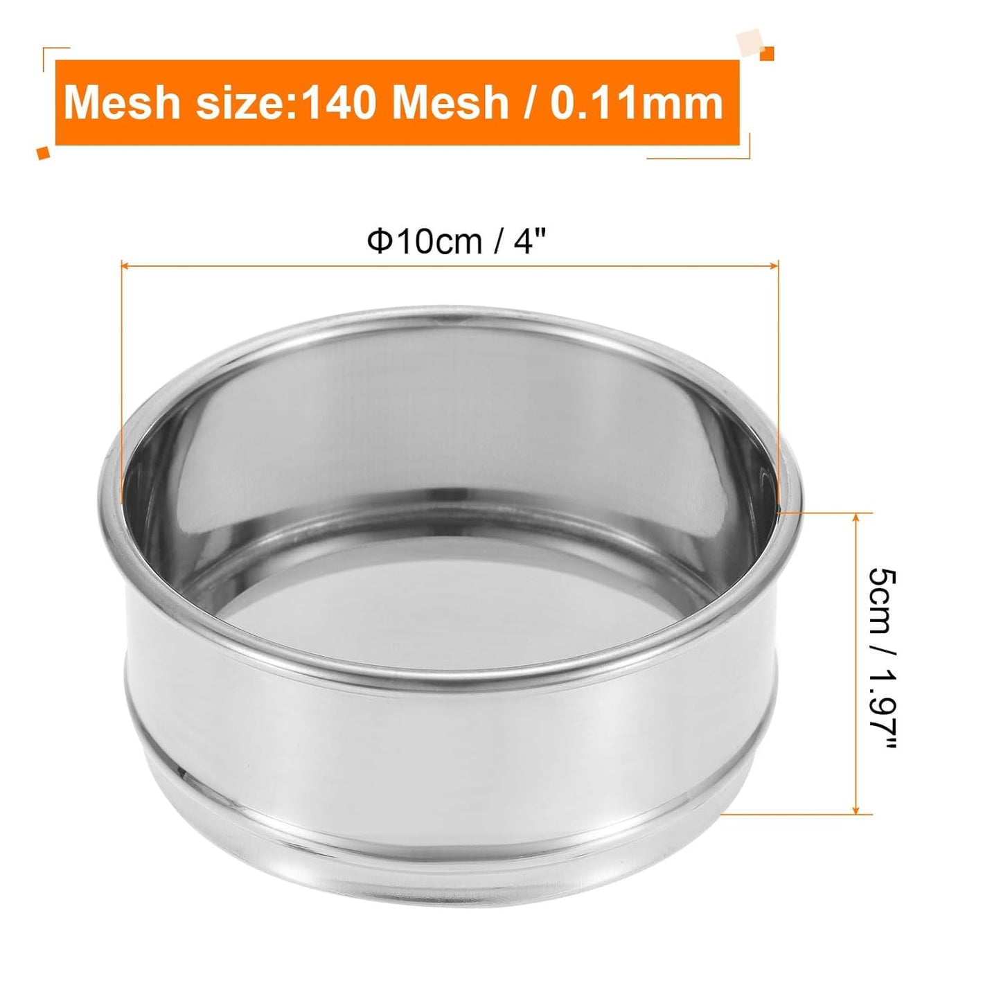 PATIKIL 150 Mesh Lab Sieve, 4" Diameter Test Sieve 304 Stainless Steel Wire Cloth (0.1mm) for Industrial Laboratory