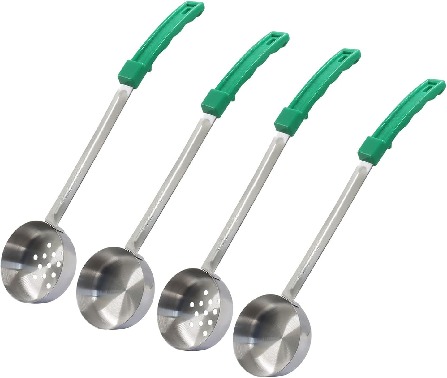 Hordion 4 Pcs Portion Control Serving Spoons Ladle Scoops, Food Measuring Ladle Utensils Proportion Manage Slotted and Unslotted Scoops for Weight Loss(Blue, 8oz)