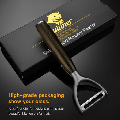 Serrated Blade Premium I Type 304 Stainless Steel Multifunctional Kitchen Peeler Real Wood Handle Ultra Sharp Blade Vegetable Potato Apple（Agarwood）