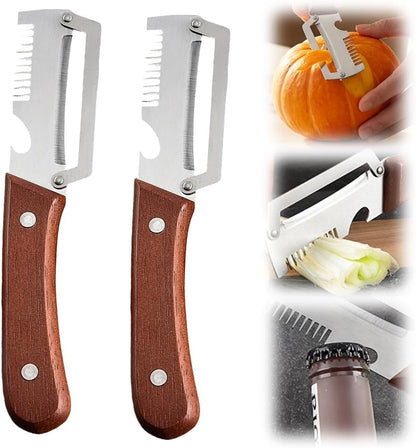 Multifunctional Vegetable Peeler with Wooden Handle and Bottle Opener, 2026 New Kitchen Gadgets Tool for Fruit Pumpkin Peeling Potato Carrot Veggie Peeler (1 PCS)