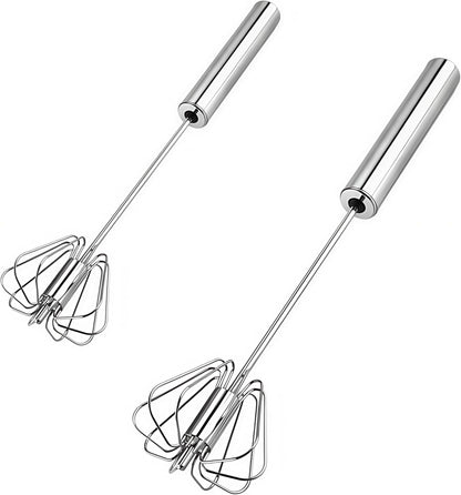 Stainless Steel Egg Whisk, Hand Push Rotary Whisk Blender, Versatile Milk Frother, Hand Push Mixer Stirrer for Blending, Whisking, Beating & Stirring (12in)