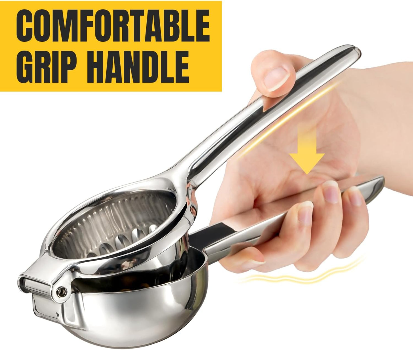 Lemon Squeezer, Sopito All 304 Stainless Steel Lemon Juicer Heavy Duty Large Citrus Juicer Hand Press Lime Squeezer for Seedless Juicing, Non-Slip Grip