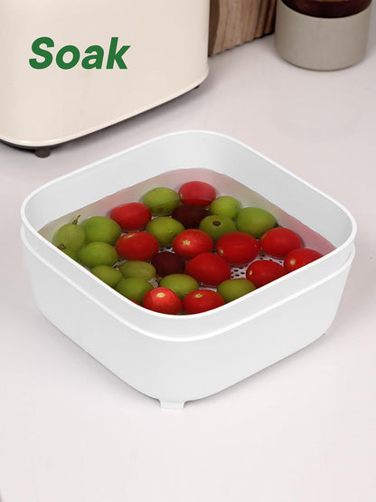 Colander for Kitchen, Detachable Fruit Bowl with Drip Tray, Plastic Food Strainer for Fruits, Vegetables, Berries and Pasta, Colander Set for Home and RV Use, Dishwasher Safe