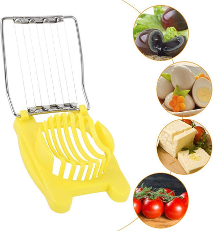 Heavy-Duty Plastic Egg Slicer with Stainless Steel Wires Multipurpose Boiled Egg Salad Slicer Strawberry Cheese Slicing Tools -Yellow