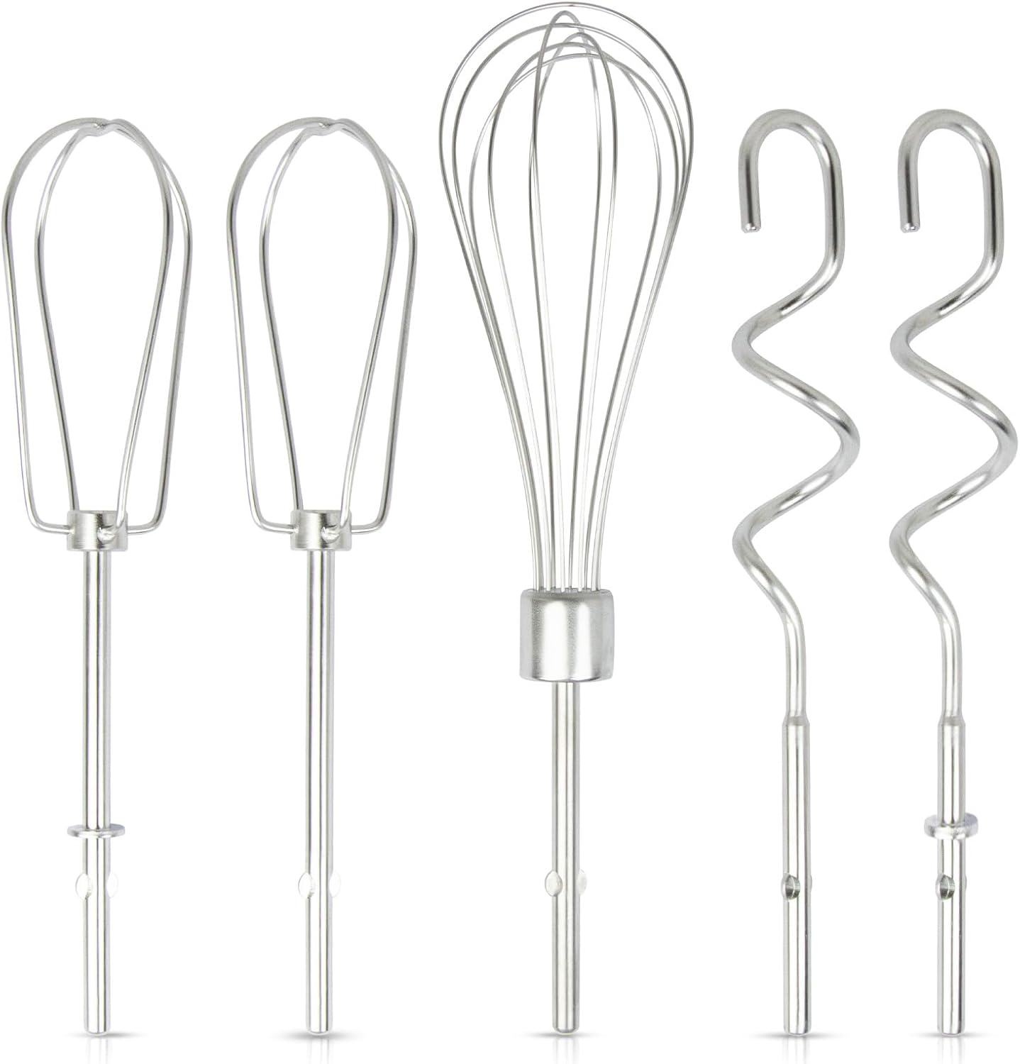 5 PCS Hand Mixer Attachments, Professional Hand Mixer Replacement Beaters, Whisk and Dough Hooks, Replacement Beaters Hand Mixer Compatible with KHM3 KHM5 KHM7 KHM9