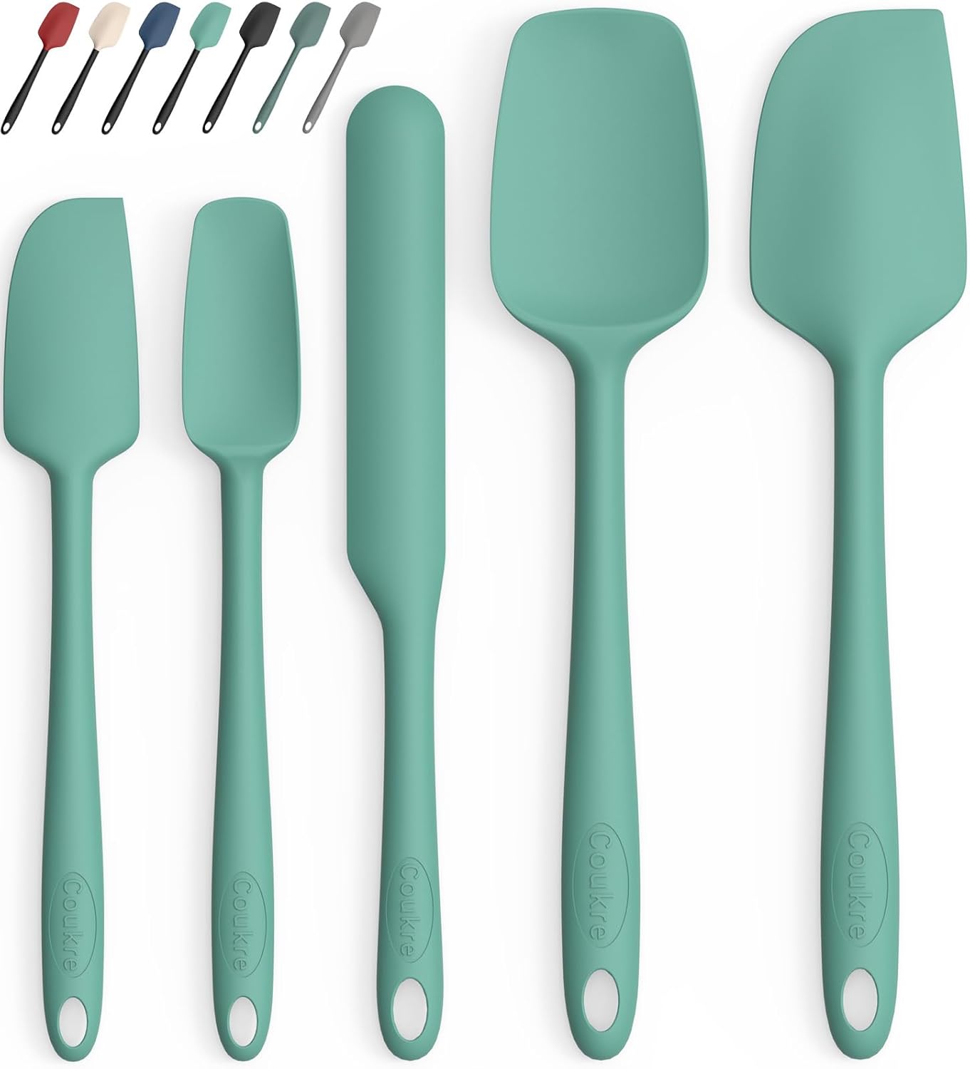 Coukre Silicone Spatula Set of 5,High Temperature Resistant, Food Grade Silicone, Dishwasher Safe, for Baking, Cooking (Pure Colorful A)