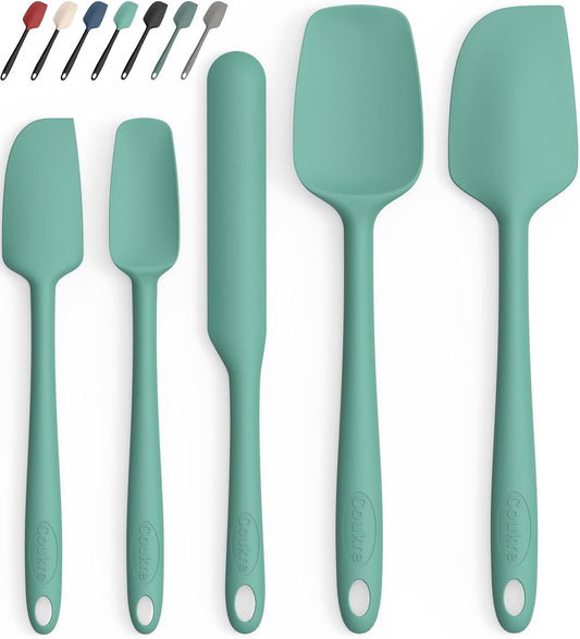Coukre Silicone Spatula Set of 5,High Temperature Resistant, Food Grade Silicone, Dishwasher Safe, for Baking, Cooking (Pure Colorful A)