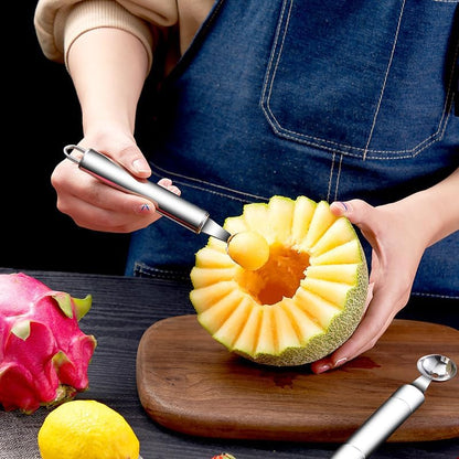 AngelReally 5 Size Multi-Function Fruit Corer and Pitter Set, Stainless Steel Apple Pear Cherry Remover, Includes 5 Corers and 1 Melon Ball Scoop
