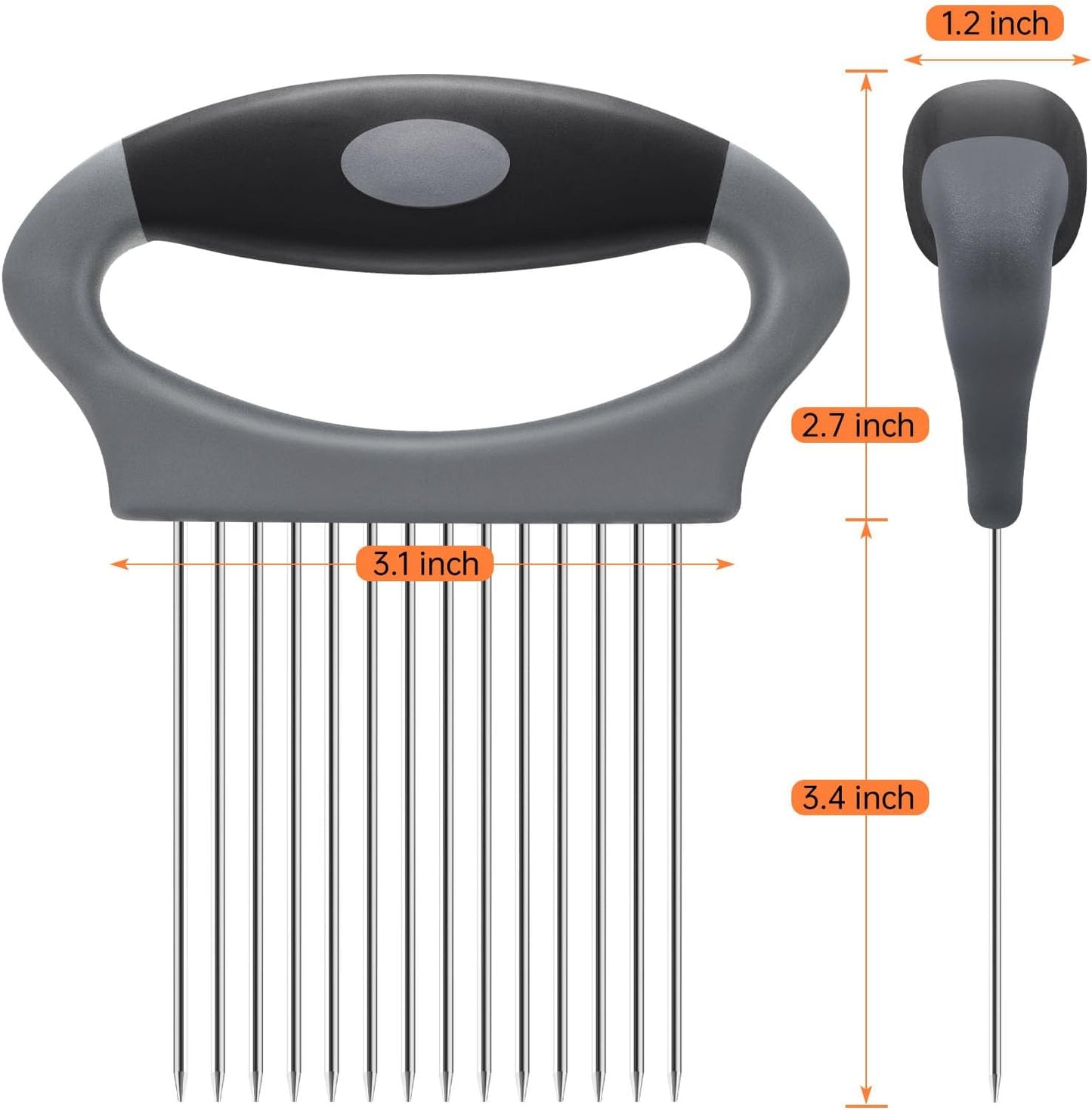 Large Onion Slicer Holder, Stainless Steel Onion Holder for Slicing, Onion Cutter Vegetable Chopper with 14 Sharp Needles for Slicing of Tomato Avocados & Meat Tenderizer, Kitchen Gadgets for Cooking