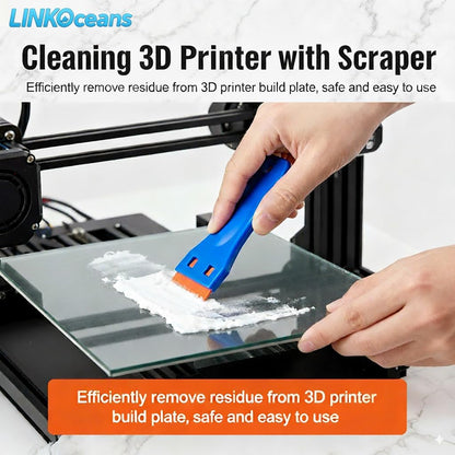 2PCS Plastic Razor Blade Scrapers with 100 Blades – Safe Adhesive Remover for Stickers, Decals, Labels, Caulk & Gaskets on 3D printer beds,Glass,car or Windows Non Scratch Cleaning Tool