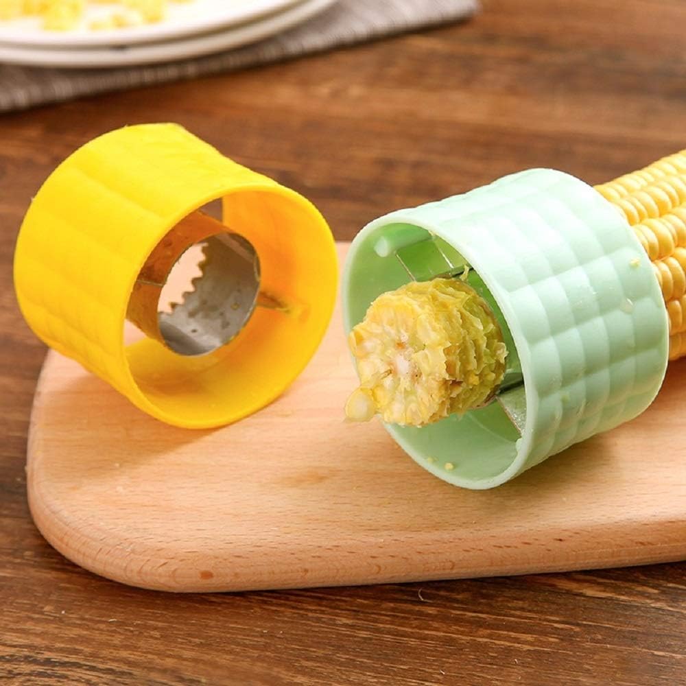 Mayata 2pcs Manual Portable Mini Circular Corn Shaver Threshing Stainless Steel Yellow Corn Stripper Peeler Home Vegetable Tools