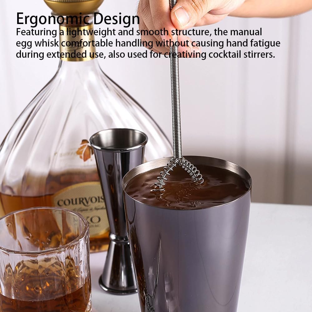 Stainless Steel Mini Whisk 2 Pcs, Small Wire Whisks Set with Wooden Handle, Kitchen Egg Beater Mini Hand Mixer for Cooking, 7.8inch
