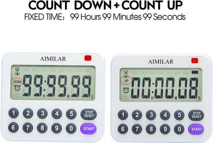 AIMILAR Magnetic Digital Kitchen Timer with Direct Numerical Keypad, Loud Alarm - 99Hr Countdown Count Up Timer for Cooking Baking Classroom, Batteries Included
