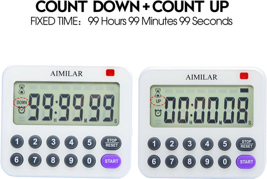 AIMILAR Magnetic Digital Kitchen Timer with Direct Numerical Keypad, Loud Alarm - 99Hr Countdown Count Up Timer for Cooking Baking Classroom, Batteries Included