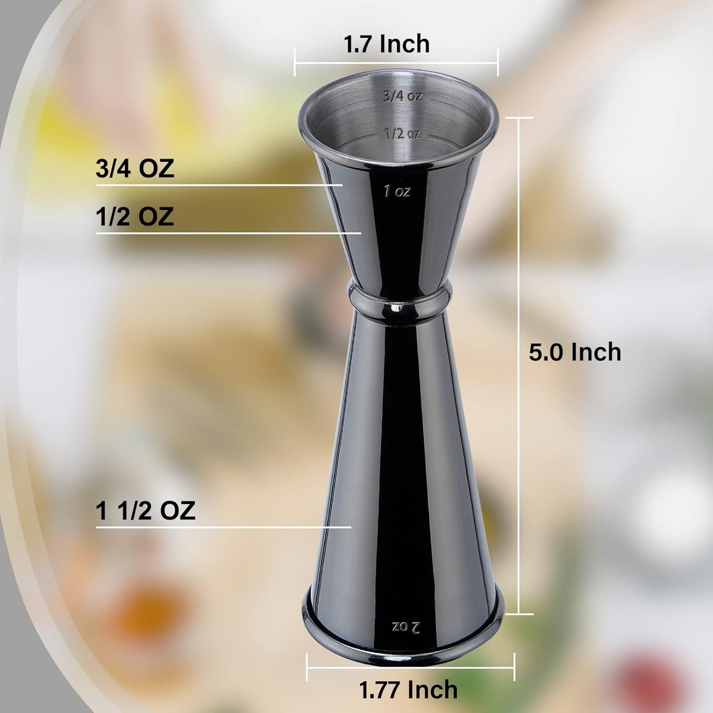 Briout Jigger for Bartending, Double Cocktail Jigger Japanese Premium 304 Stainless Steel Jigger 2 OZ 1 OZ with Measurements Inside