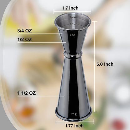 Briout Jigger for Bartending, Double Cocktail Jigger Japanese Premium 304 Stainless Steel Jigger 2 OZ 1 OZ with Measurements Inside